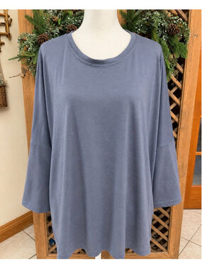 Mersea Blue Oversized Tunic Top Women’s Relaxed 3/4 Sleeve
